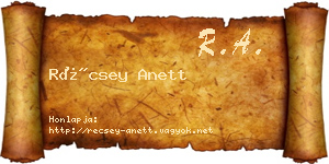 Récsey Anett névjegykártya