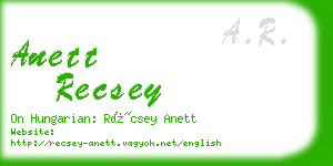 anett recsey business card